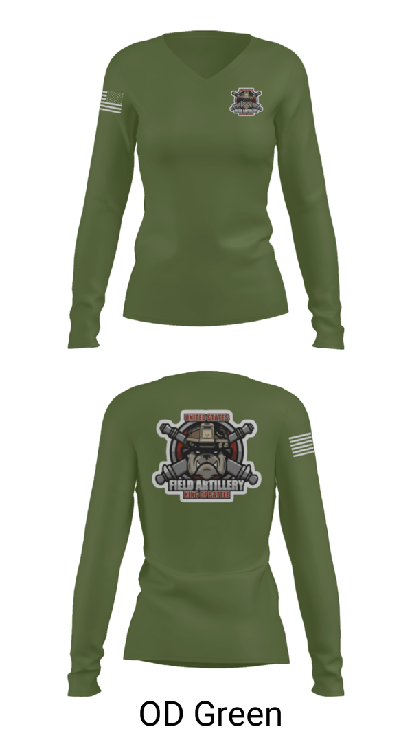 Women's Long Sleeve Vneck Shirt, Bravo Battery, Army, Teamtime, Team time, sublimation, custom sports apparel, team uniforms, spirit wear, spiritwear, sports uniforms, custom shirts, team store, custom team store, fundraiser sports, apparel fundraiser