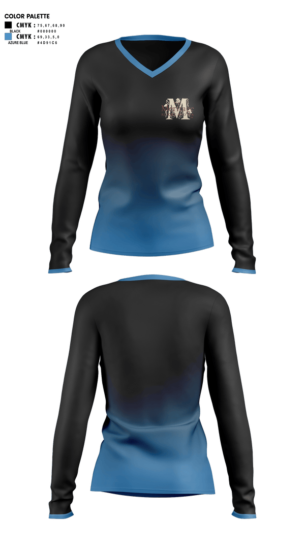 Womens Long Sleeve Vneck Shirt 1, Meritage resort, , Teamtime, Team time, sublimation, custom sports apparel, team uniforms, spirit wear, spiritwear, sports uniforms, custom shirts, team store, custom team store, fundraiser sports, apparel fundraiser