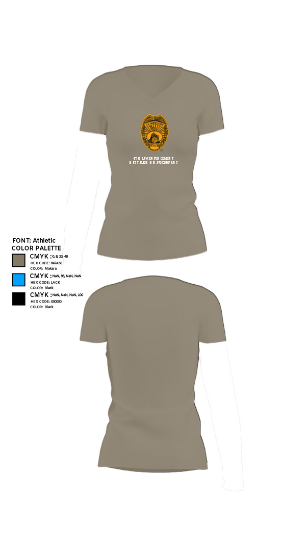 Women's Short Sleeve Vneck Shirt, 4th Law Enforcement Battalion Bravo Company, Marines, Teamtime, Team time, sublimation, custom sports apparel, team uniforms, spirit wear, spiritwear, sports uniforms, custom shirts, team store, custom team store, fundraiser sports, apparel fundraiser