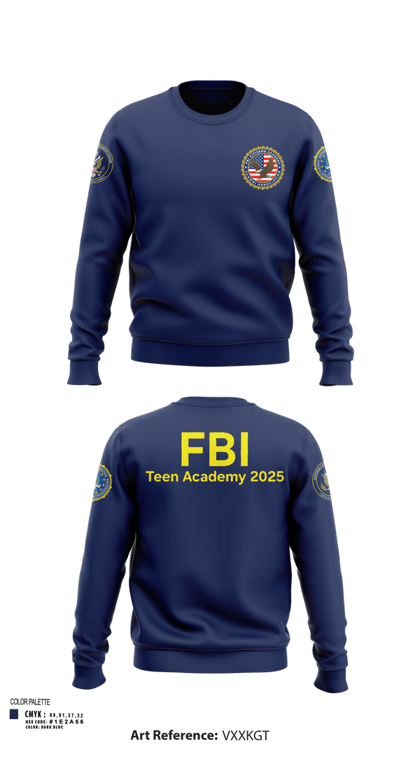 Crew Neck Sweatshirt, FBI Citizens Academy, , Teamtime, Team time, sublimation, custom sports apparel, team uniforms, spirit wear, spiritwear, sports uniforms, custom shirts, team store, custom team store, fundraiser sports, apparel fundraiser