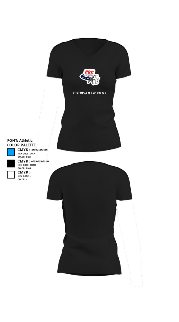 Women's Short Sleeve Vneck Shirt, FYD Tampa Bay Pop Warner, Football, Teamtime, Team time, sublimation, custom sports apparel, team uniforms, spirit wear, spiritwear, sports uniforms, custom shirts, team store, custom team store, fundraiser sports, apparel fundraiser