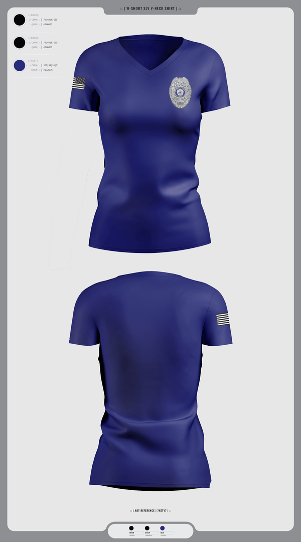 Womens Short Sleeve Vneck Shirt, Dexter Pd, Police, Teamtime, Team time, sublimation, custom sports apparel, team uniforms, spirit wear, spiritwear, sports uniforms, custom shirts, team store, custom team store, fundraiser sports, apparel fundraiser