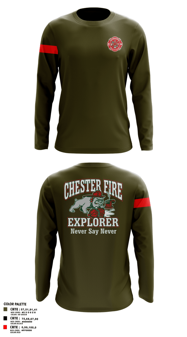 Long Sleeve Performance Polo, Chester fire explorers, Fire Department, Teamtime, Team time, sublimation, custom sports apparel, team uniforms, spirit wear, spiritwear, sports uniforms, custom shirts, team store, custom team store, fundraiser sports, apparel fundraiser