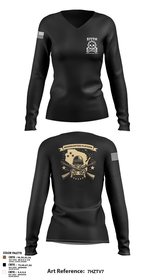 Womens Long Sleeve Vneck Shirt 1, 377th SMC, Army, Teamtime, Team time, sublimation, custom sports apparel, team uniforms, spirit wear, spiritwear, sports uniforms, custom shirts, team store, custom team store, fundraiser sports, apparel fundraiser