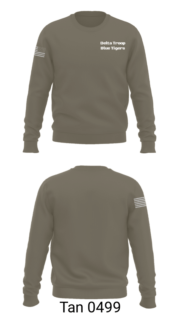 Crew Neck Sweatshirt, Delta Troop Blue Tigers, Army, Teamtime, Team time, sublimation, custom sports apparel, team uniforms, spirit wear, spiritwear, sports uniforms, custom shirts, team store, custom team store, fundraiser sports, apparel fundraiser