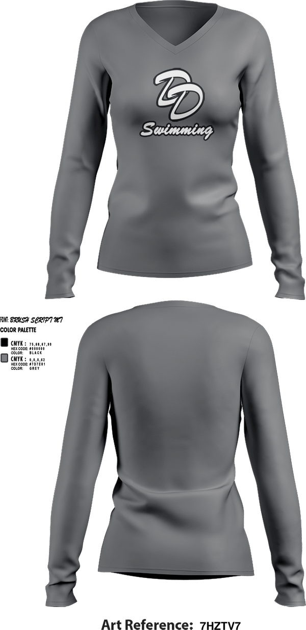 Womens Long Sleeve Vneck Shirt 1, David Douglas High School Swimming, Swimming, Teamtime, Team time, sublimation, custom sports apparel, team uniforms, spirit wear, spiritwear, sports uniforms, custom shirts, team store, custom team store, fundraiser sports, apparel fundraiser