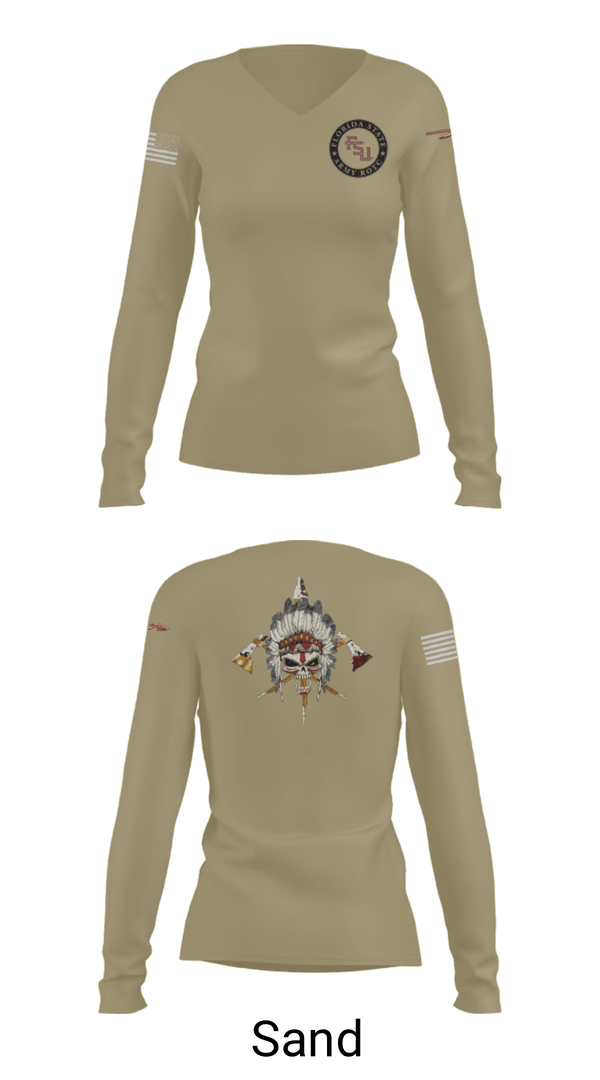 Women's Long Sleeve Vneck Shirt, Seminole Battalion, Army, Teamtime, Team time, sublimation, custom sports apparel, team uniforms, spirit wear, spiritwear, sports uniforms, custom shirts, team store, custom team store, fundraiser sports, apparel fundraiser