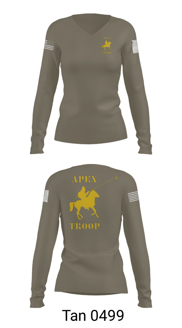 Women's Long Sleeve Vneck Shirt, Alpha Troop, 1-221 CAV, National Guard, Teamtime, Team time, sublimation, custom sports apparel, team uniforms, spirit wear, spiritwear, sports uniforms, custom shirts, team store, custom team store, fundraiser sports, apparel fundraiser