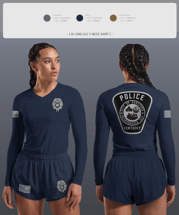Womens Long Sleeve Vneck Shirt 1, Hartford Police Department, Police, Teamtime, Team time, sublimation, custom sports apparel, team uniforms, spirit wear, spiritwear, sports uniforms, custom shirts, team store, custom team store, fundraiser sports, apparel fundraiser