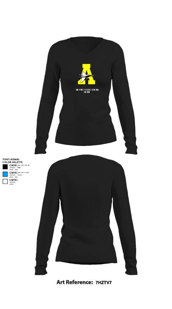 Womens Long Sleeve Vneck Shirt, Airport High School Cheer, Cheer, Teamtime, Team time, sublimation, custom sports apparel, team uniforms, spirit wear, spiritwear, sports uniforms, custom shirts, team store, custom team store, fundraiser sports, apparel fundraiser