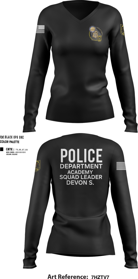 Womens Long Sleeve Vneck Shirt, Police Department Academy, , Teamtime, Team time, sublimation, custom sports apparel, team uniforms, spirit wear, spiritwear, sports uniforms, custom shirts, team store, custom team store, fundraiser sports, apparel fundraiser