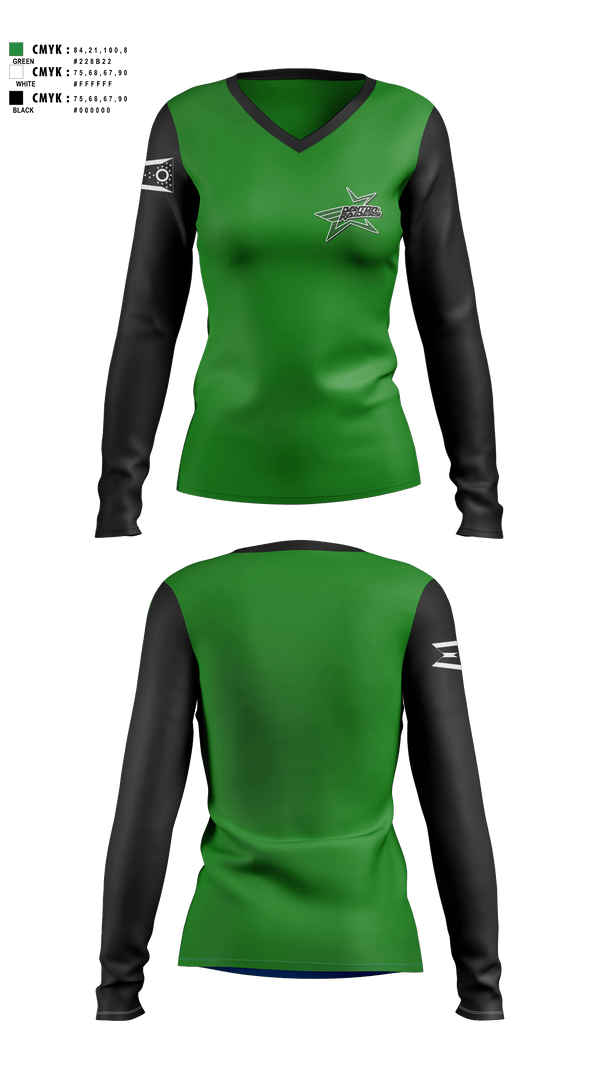 Womens Long Sleeve Vneck Shirt, Dayton Raiders Swim Academy, Swimming, Teamtime, Team time, sublimation, custom sports apparel, team uniforms, spirit wear, spiritwear, sports uniforms, custom shirts, team store, custom team store, fundraiser sports, apparel fundraiser
