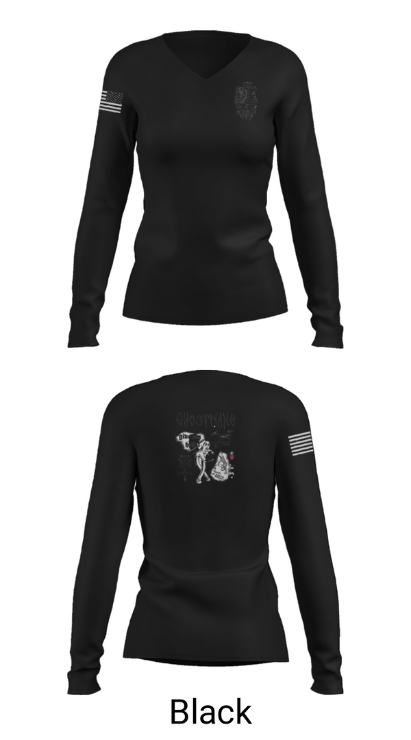 Women's Long Sleeve Vneck Shirt, Ceremonial Platoon, Marines, Teamtime, Team time, sublimation, custom sports apparel, team uniforms, spirit wear, spiritwear, sports uniforms, custom shirts, team store, custom team store, fundraiser sports, apparel fundraiser
