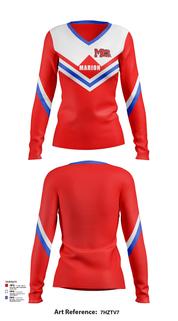 Womens Long Sleeve Vneck Shirt, Marion High School Cheer, Cheer, Teamtime, Team time, sublimation, custom sports apparel, team uniforms, spirit wear, spiritwear, sports uniforms, custom shirts, team store, custom team store, fundraiser sports, apparel fundraiser