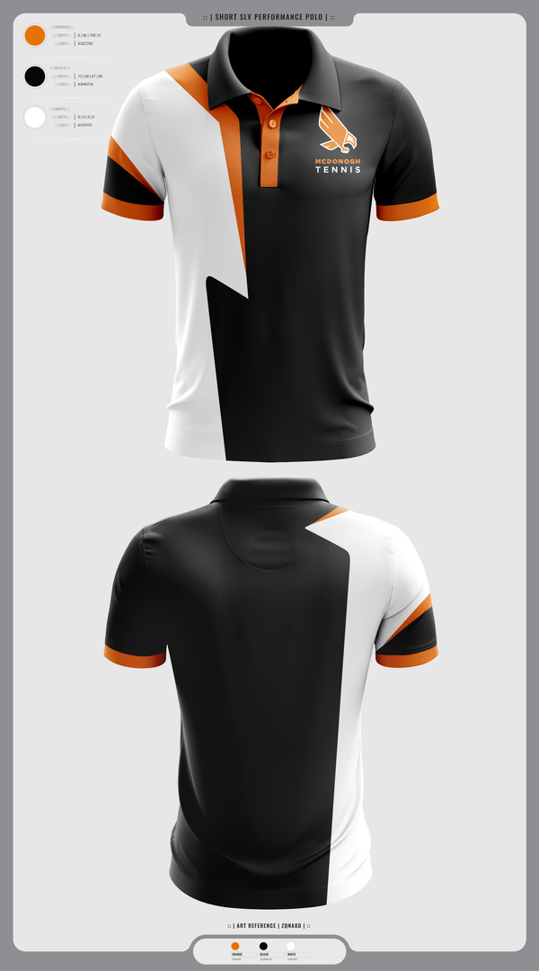 Short Sleeve Performance Polo, Mcdonogh Girls Tennis, Tennis, Teamtime, Team time, sublimation, custom sports apparel, team uniforms, spirit wear, spiritwear, sports uniforms, custom shirts, team store, custom team store, fundraiser sports, apparel fundraiser
