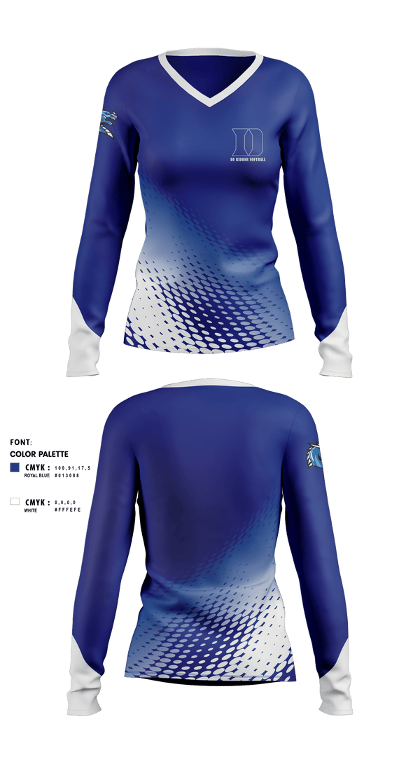 Womens Long Sleeve Vneck Shirt, De Ridder High School Softball, Softball, Teamtime, Team time, sublimation, custom sports apparel, team uniforms, spirit wear, spiritwear, sports uniforms, custom shirts, team store, custom team store, fundraiser sports, apparel fundraiser