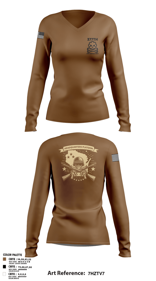 Womens Long Sleeve Vneck Shirt 1, 377th SMC, Army, Teamtime, Team time, sublimation, custom sports apparel, team uniforms, spirit wear, spiritwear, sports uniforms, custom shirts, team store, custom team store, fundraiser sports, apparel fundraiser