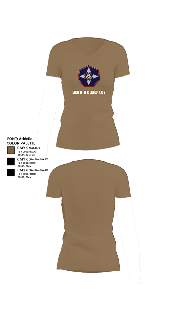Women's Short Sleeve Vneck Shirt, 909th HR Company, Army, Teamtime, Team time, sublimation, custom sports apparel, team uniforms, spirit wear, spiritwear, sports uniforms, custom shirts, team store, custom team store, fundraiser sports, apparel fundraiser