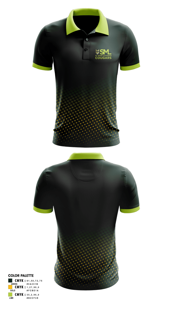 Short Sleeve Performance Polo, St. Mark Lutheran Cougars, Swimming, Teamtime, Team time, sublimation, custom sports apparel, team uniforms, spirit wear, spiritwear, sports uniforms, custom shirts, team store, custom team store, fundraiser sports, apparel fundraiser