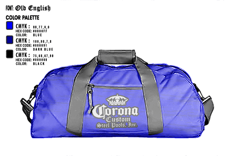 Duffle Bag, Corona custom steel pools, , Teamtime, Team time, sublimation, custom sports apparel, team uniforms, spirit wear, spiritwear, sports uniforms, custom shirts, team store, custom team store, fundraiser sports, apparel fundraiser