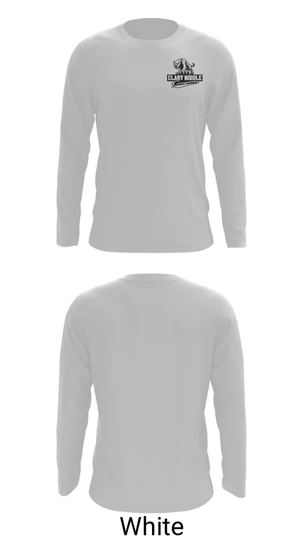 Long Sleeve Performance Shirt, Clary Middle School Lacrosse, Men's Lacrosse, Teamtime, Team time, sublimation, custom sports apparel, team uniforms, spirit wear, spiritwear, sports uniforms, custom shirts, team store, custom team store, fundraiser sports, apparel fundraiser