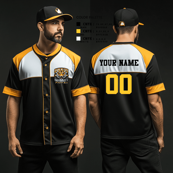 Full Button Baseball Jersey, GRAMBLING STATE UNIVERSITY TIGERS, Baseball, Teamtime, Team time, sublimation, custom sports apparel, team uniforms, spirit wear, spiritwear, sports uniforms, custom shirts, team store, custom team store, fundraiser sports, apparel fundraiser