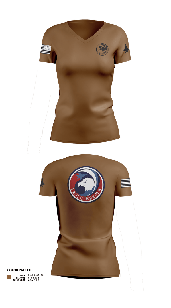 Womens Short Sleeve Vneck Shirt, Strike Eagle Keeper, Air Force, Teamtime, Team time, sublimation, custom sports apparel, team uniforms, spirit wear, spiritwear, sports uniforms, custom shirts, team store, custom team store, fundraiser sports, apparel fundraiser