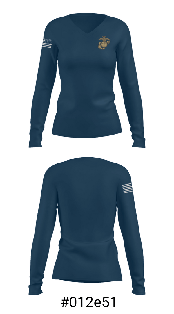 Women's Long Sleeve Vneck Shirt, Marine Training Academy USA, Marines, Teamtime, Team time, sublimation, custom sports apparel, team uniforms, spirit wear, spiritwear, sports uniforms, custom shirts, team store, custom team store, fundraiser sports, apparel fundraiser