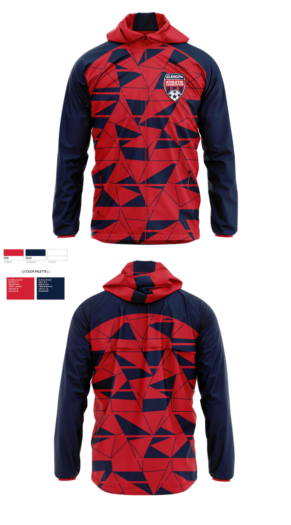 Windbreaker, Elkhorn Athletic Association, Men's Soccer, Teamtime, Team time, sublimation, custom sports apparel, team uniforms, spirit wear, spiritwear, sports uniforms, custom shirts, team store, custom team store, fundraiser sports, apparel fundraiser