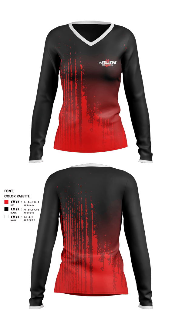 Womens Long Sleeve Vneck Shirt, West Oso High School Softball, Softball, Teamtime, Team time, sublimation, custom sports apparel, team uniforms, spirit wear, spiritwear, sports uniforms, custom shirts, team store, custom team store, fundraiser sports, apparel fundraiser