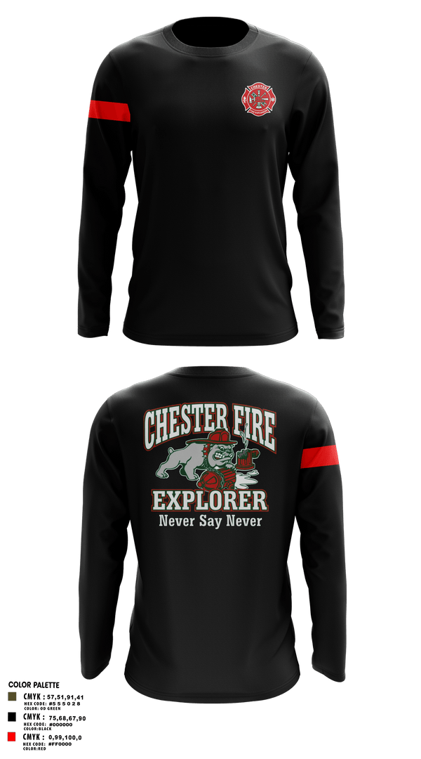 Long Sleeve Performance Polo, Chester fire explorers, Fire Department, Teamtime, Team time, sublimation, custom sports apparel, team uniforms, spirit wear, spiritwear, sports uniforms, custom shirts, team store, custom team store, fundraiser sports, apparel fundraiser