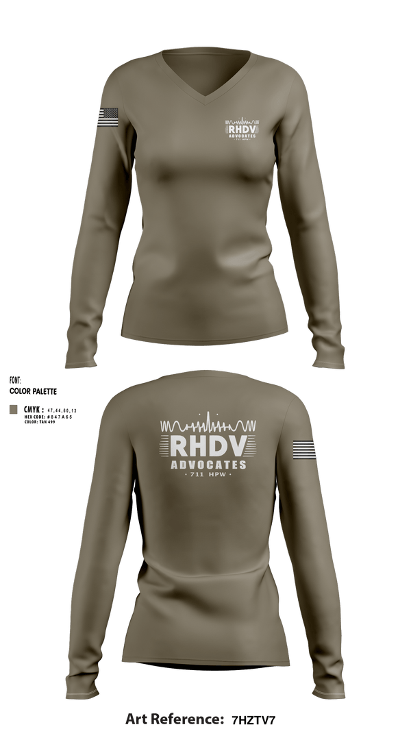 Womens Long Sleeve Vneck Shirt, 711 HPW/RHDV, Army, Teamtime, Team time, sublimation, custom sports apparel, team uniforms, spirit wear, spiritwear, sports uniforms, custom shirts, team store, custom team store, fundraiser sports, apparel fundraiser
