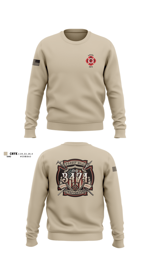 Crew Neck Sweatshirt, Local 3474IAFF Local 3474, Fire Department, Teamtime, Team time, sublimation, custom sports apparel, team uniforms, spirit wear, spiritwear, sports uniforms, custom shirts, team store, custom team store, fundraiser sports, apparel fundraiser