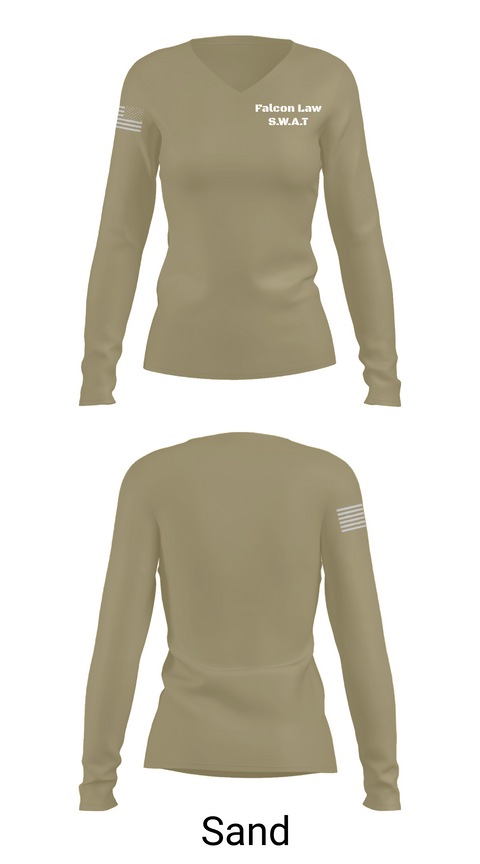 Womens Long Sleeve Vneck Shirt, Falcon Law S.W.A.T, , Teamtime, Team time, sublimation, custom sports apparel, team uniforms, spirit wear, spiritwear, sports uniforms, custom shirts, team store, custom team store, fundraiser sports, apparel fundraiser