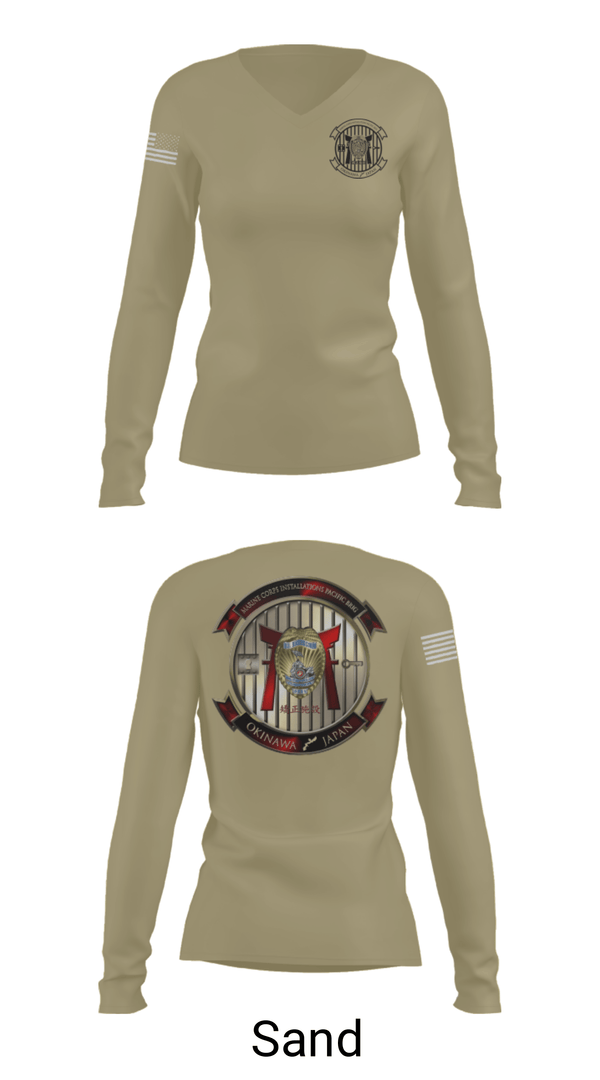 Womens Long Sleeve Vneck Shirt, HQSPT Bn, PMO, Brig, Marines, Teamtime, Team time, sublimation, custom sports apparel, team uniforms, spirit wear, spiritwear, sports uniforms, custom shirts, team store, custom team store, fundraiser sports, apparel fundraiser