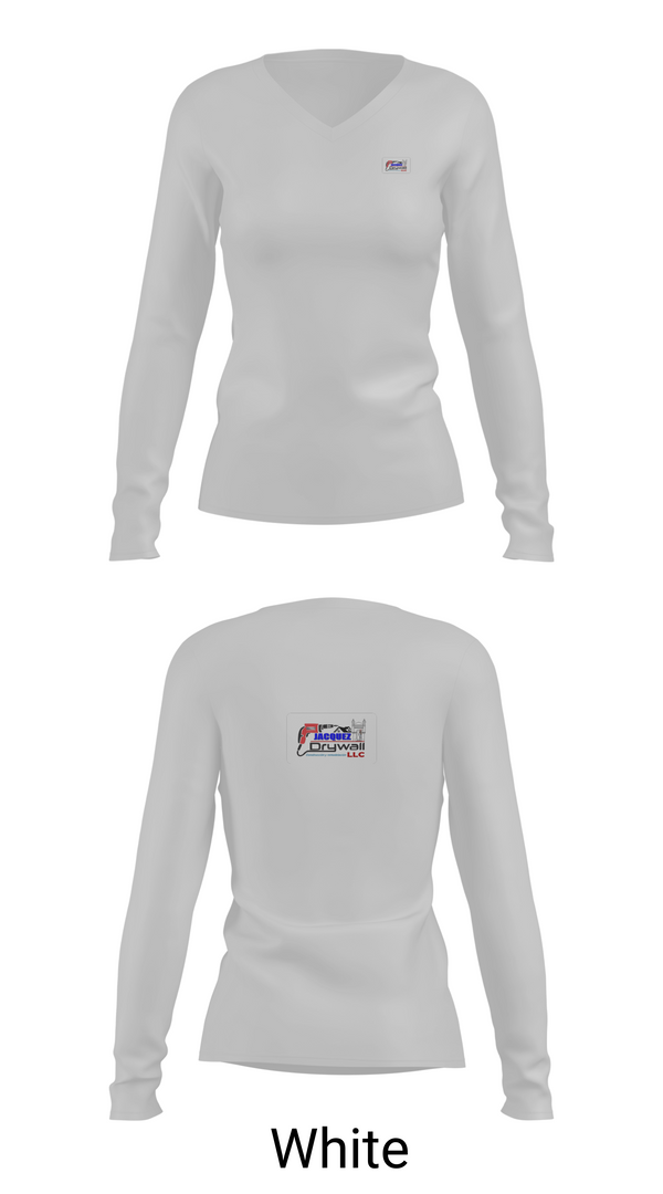 Womens Long Sleeve Vneck Shirt, Jacquez Drywall llc, , Teamtime, Team time, sublimation, custom sports apparel, team uniforms, spirit wear, spiritwear, sports uniforms, custom shirts, team store, custom team store, fundraiser sports, apparel fundraiser