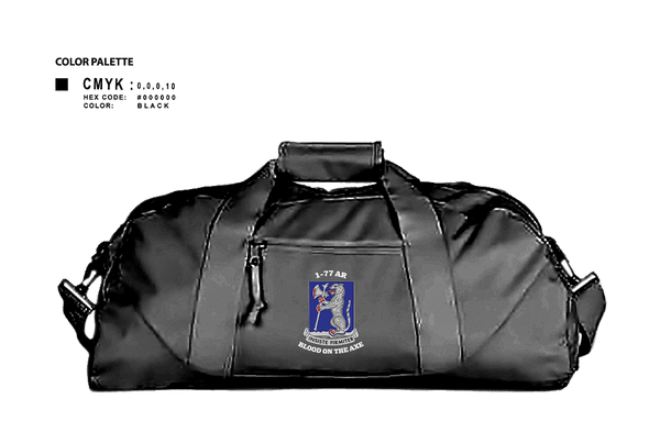 Duffle Bag, 1-77 AR A Co., Army, Teamtime, Team time, sublimation, custom sports apparel, team uniforms, spirit wear, spiritwear, sports uniforms, custom shirts, team store, custom team store, fundraiser sports, apparel fundraiser