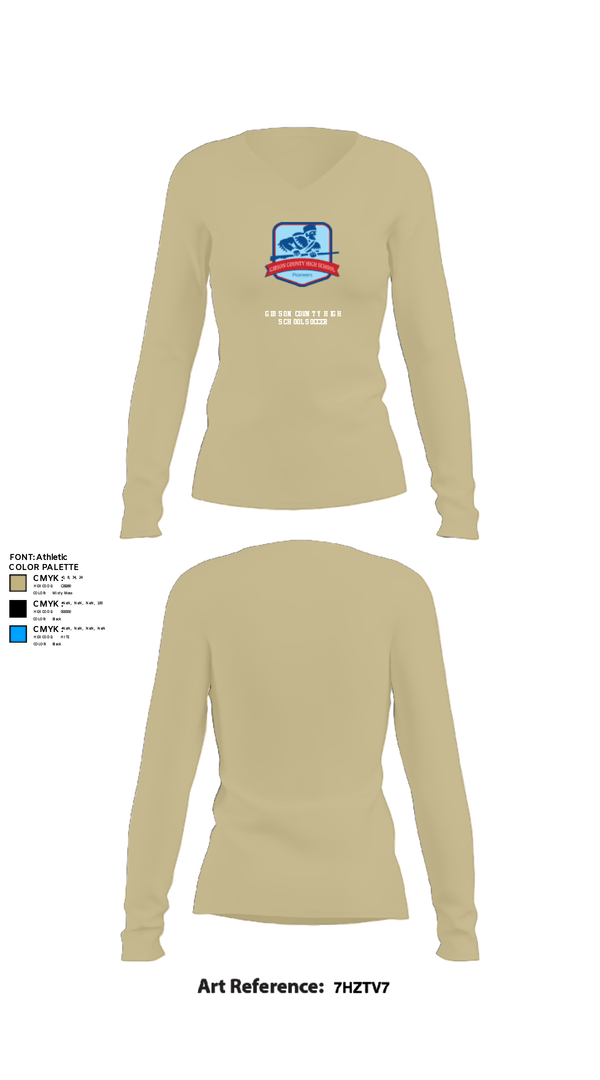 Womens Long Sleeve Vneck Shirt, Gibson County High School Soccer, Women's Soccer, Teamtime, Team time, sublimation, custom sports apparel, team uniforms, spirit wear, spiritwear, sports uniforms, custom shirts, team store, custom team store, fundraiser sports, apparel fundraiser