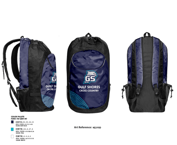 Gear Bag, Gulf Shores High School Cross Country, Cross Country, Teamtime, Team time, sublimation, custom sports apparel, team uniforms, spirit wear, spiritwear, sports uniforms, custom shirts, team store, custom team store, fundraiser sports, apparel fundraiser