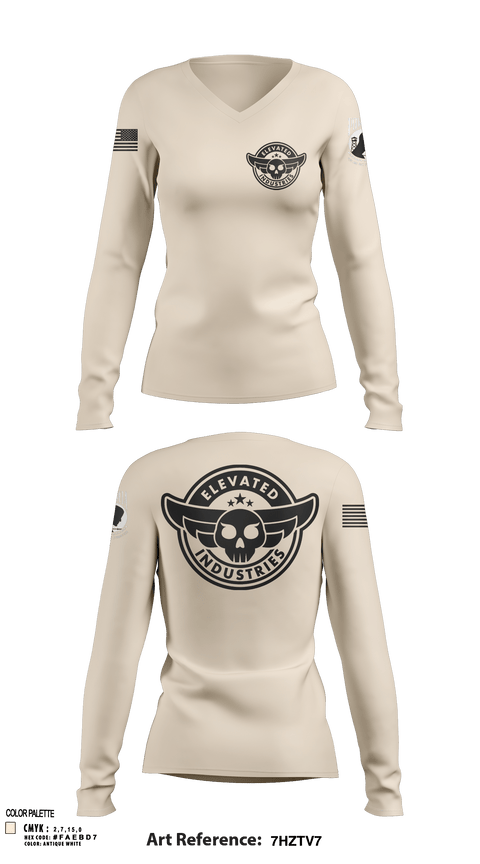 Womens Long Sleeve Vneck Shirt, Elevated Industries, , Teamtime, Team time, sublimation, custom sports apparel, team uniforms, spirit wear, spiritwear, sports uniforms, custom shirts, team store, custom team store, fundraiser sports, apparel fundraiser