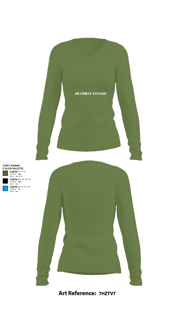 Womens Long Sleeve Vneck Shirt, 2nd Engineer Battalion, Army, Teamtime, Team time, sublimation, custom sports apparel, team uniforms, spirit wear, spiritwear, sports uniforms, custom shirts, team store, custom team store, fundraiser sports, apparel fundraiser