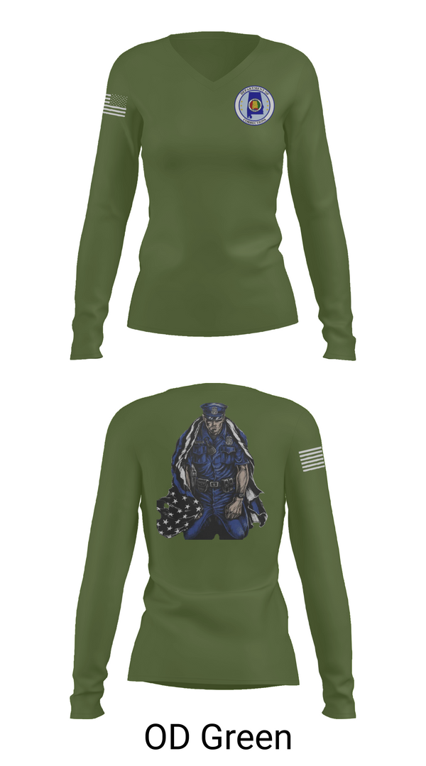 Womens Long Sleeve Vneck Shirt, Alabama Department of Corrections, Police, Teamtime, Team time, sublimation, custom sports apparel, team uniforms, spirit wear, spiritwear, sports uniforms, custom shirts, team store, custom team store, fundraiser sports, apparel fundraiser