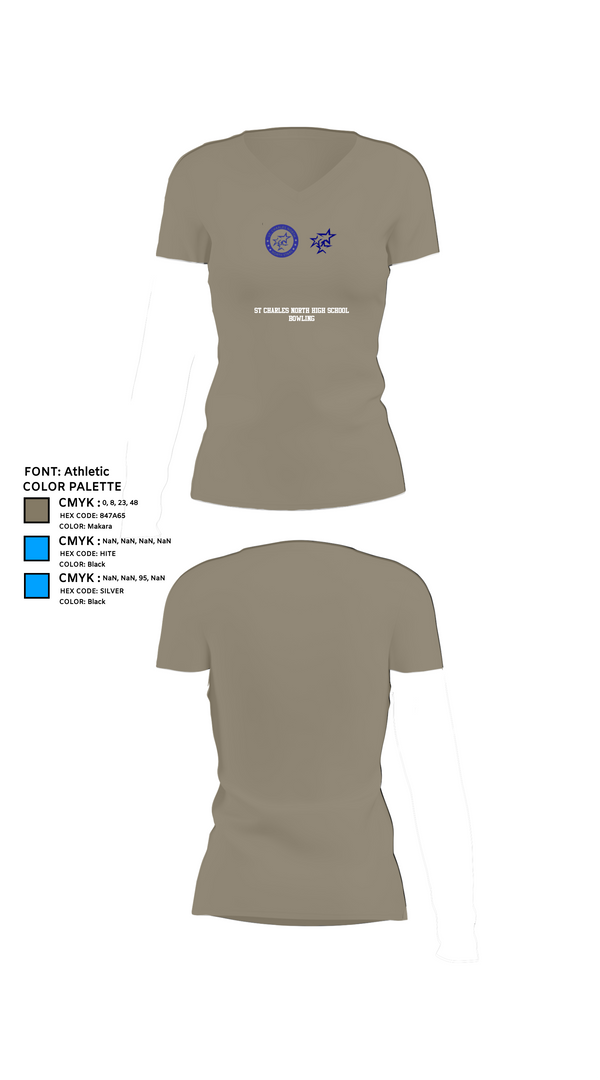 Womens Short Sleeve Vneck Shirt, St Charles North High School Bowling, Bowling, Teamtime, Team time, sublimation, custom sports apparel, team uniforms, spirit wear, spiritwear, sports uniforms, custom shirts, team store, custom team store, fundraiser sports, apparel fundraiser