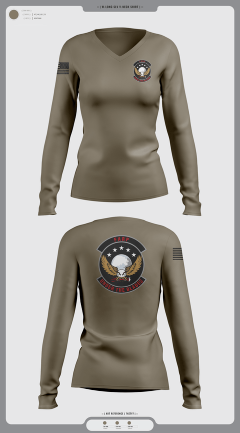 Womens Long Sleeve Vneck Shirt, FARP, Air Force, Teamtime, Team time, sublimation, custom sports apparel, team uniforms, spirit wear, spiritwear, sports uniforms, custom shirts, team store, custom team store, fundraiser sports, apparel fundraiser
