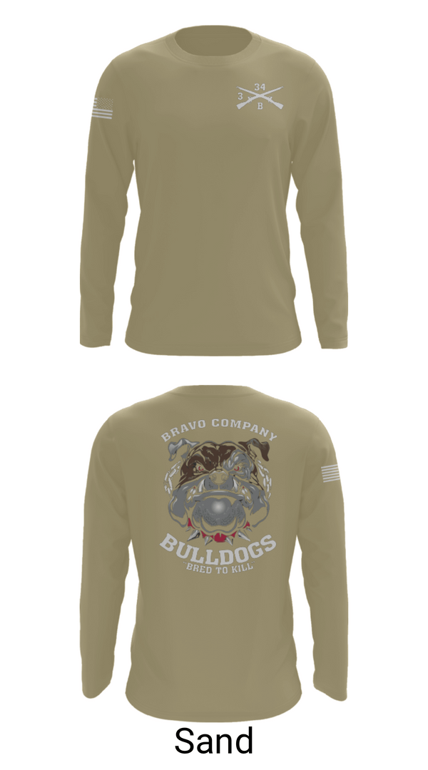 Long Sleeve Performance Shirt, B/3-34 Bulldogs, Army, Teamtime, Team time, sublimation, custom sports apparel, team uniforms, spirit wear, spiritwear, sports uniforms, custom shirts, team store, custom team store, fundraiser sports, apparel fundraiser