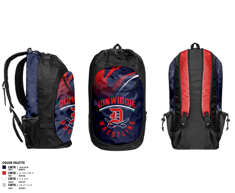 Gear Bag, Dinwiddie High School Wrestling, Wrestling, Teamtime, Team time, sublimation, custom sports apparel, team uniforms, spirit wear, spiritwear, sports uniforms, custom shirts, team store, custom team store, fundraiser sports, apparel fundraiser