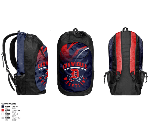 Gear Bag, Dinwiddie High School Wrestling, Wrestling, Teamtime, Team time, sublimation, custom sports apparel, team uniforms, spirit wear, spiritwear, sports uniforms, custom shirts, team store, custom team store, fundraiser sports, apparel fundraiser