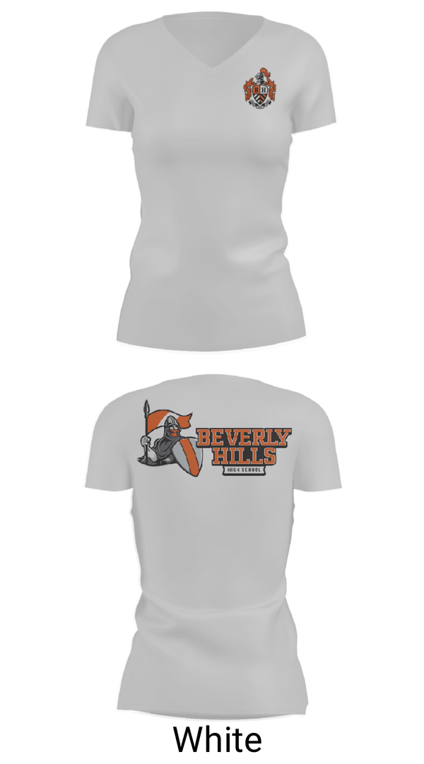 Womens Short Sleeve Vneck Shirt, Beverly Hills High School Band, Spirit Store, Teamtime, Team time, sublimation, custom sports apparel, team uniforms, spirit wear, spiritwear, sports uniforms, custom shirts, team store, custom team store, fundraiser sports, apparel fundraiser