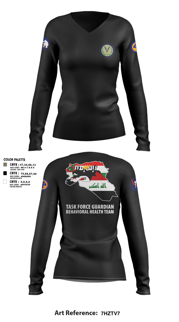 Womens Long Sleeve Vneck Shirt, 44th ICBT, National Guard, Teamtime, Team time, sublimation, custom sports apparel, team uniforms, spirit wear, spiritwear, sports uniforms, custom shirts, team store, custom team store, fundraiser sports, apparel fundraiser