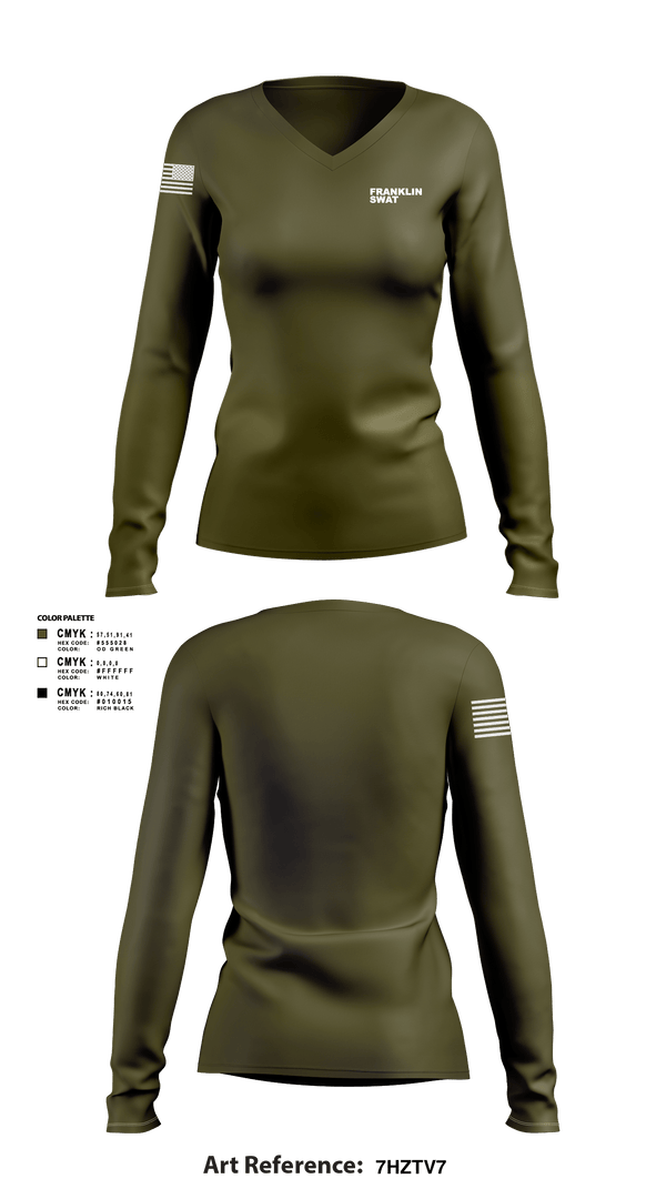 Womens Long Sleeve Vneck Shirt, Franklin swat, , Teamtime, Team time, sublimation, custom sports apparel, team uniforms, spirit wear, spiritwear, sports uniforms, custom shirts, team store, custom team store, fundraiser sports, apparel fundraiser